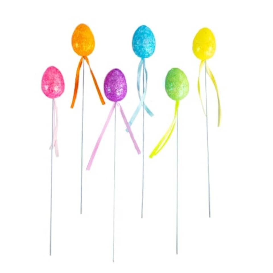 Mini Easter Egg Picks Decorations - Pack of 6