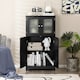 image 4 of COSTWAY 4-Door Bathroom Floor Cabinet Storage Cabine Black Black