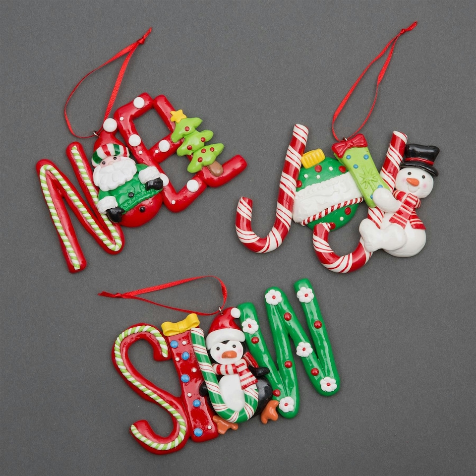 image 1 of Christmas Tree Hanging Decorations 3Pcs Snow Joy Noel