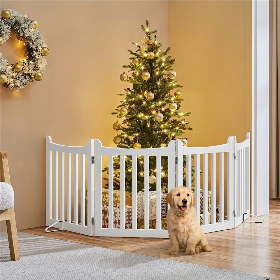image 1 of Yaheetech 4-Panel Pet Puppy Fence, 50 × 60.5 cm White