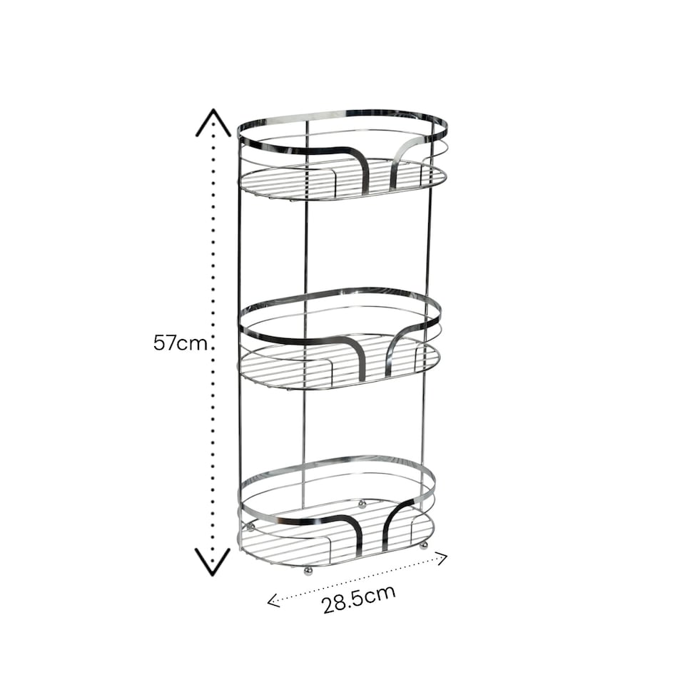 image 1 of Showerdrape Dante Chrome Freestanding Bathroom Floor Shower Caddy