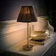image 1 of ValueLights Maeve Dark Grey Pleated Faux Silk Scallop Shade Brushed Chrome Bobbin Table Lamp Silver