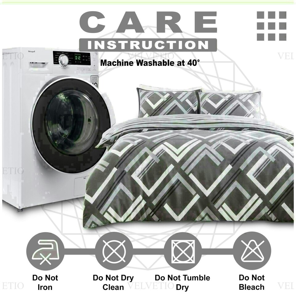 image 1 of Harlow Printed Duvet Cover Set Reversible Polycotton Beddings Grey | King