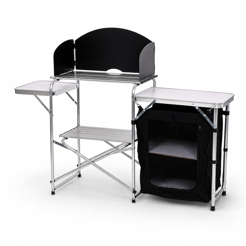 image 1 of Portable Folding Outdoor Aluminium Camping Travel Kitchen Work Top | Black