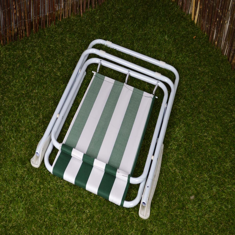 image 1 of 3 Pack of Folding Camping / Picnic Chair in Green and White Garden Patio | Green | Green