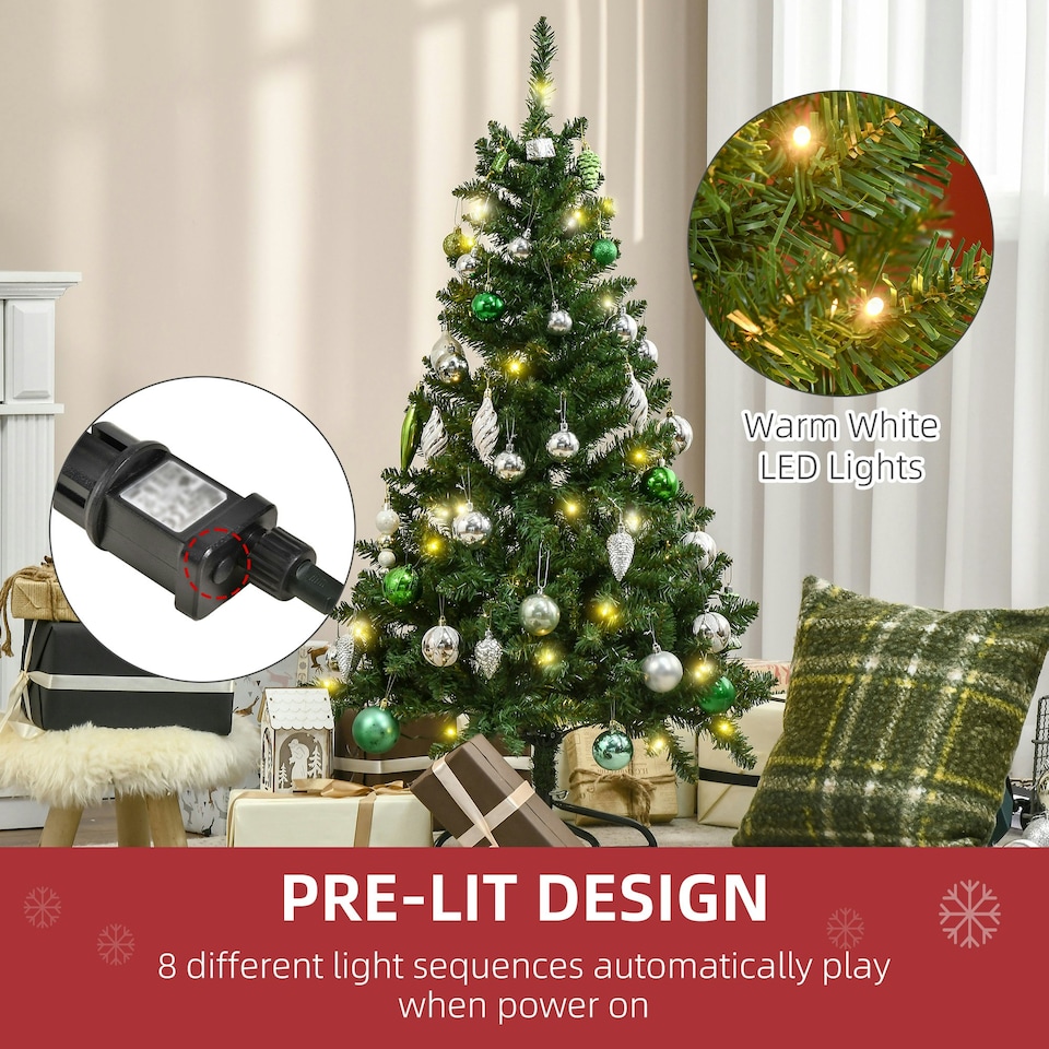 image 1 of HOMCOM 4FT Prelit Artificial Christmas Tree w/ Warm White Light Xmas Decoration