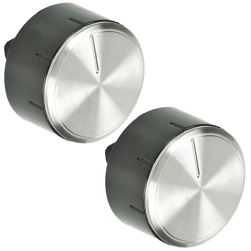 image 1 of SPARES2GO Hob Control Knob for BOSCH Oven Cooker Silver Black Switch 616100 PCC PCH PCQ (Pack of 4)