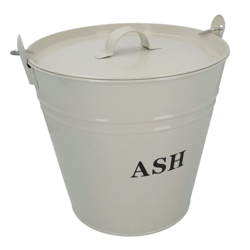 image 1 of Cream Coal Bucket With Lid & 5" Shovel Metal Ash Tidy Bin Coal Fire Log Burner