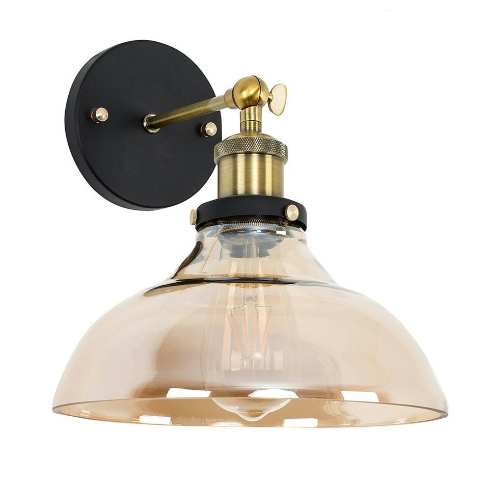 image 1 of ValueLights Wallace Black Indoor Wall Light and E27 Pear LED 4W Warm White 2700K Bulb