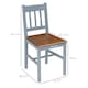 image 7 of HOMCOM Dining Chairs Set of 2, Pine Wood Frame, Slat Back for Kitchen Grey