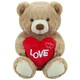 image 1 of Bear Soft Toy Brown 34cm Sitting Bear Plush With Red Love Heart Cuddly Toy