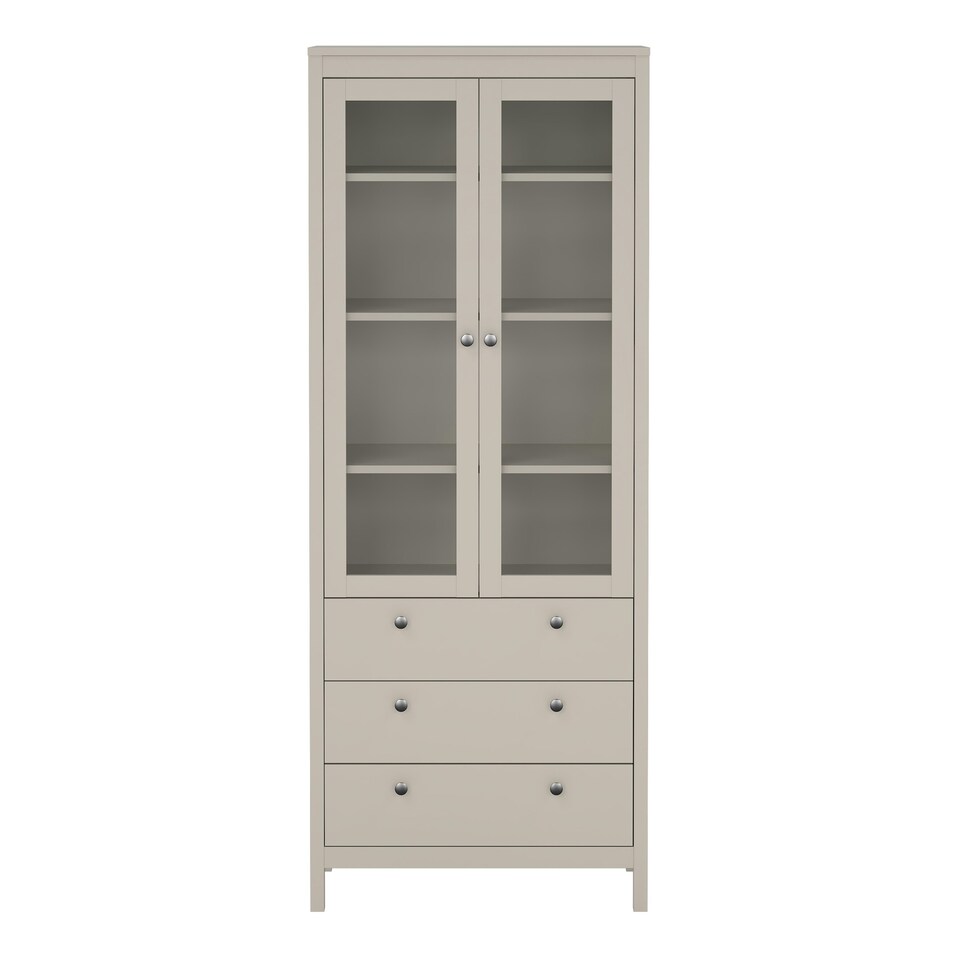 image 1 of Madrid China Cabinet 2 Glass Doors with 3 Drawers in Cashmere N/A