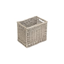 Antique Wash Lined Open Wicker Storage Basket Brown | Brown | L