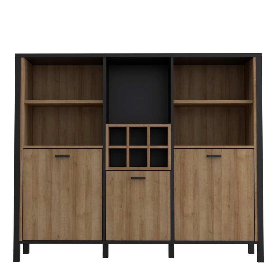 image 1 of High Rock Shelf Unit in Matt Black/Riviera Oak