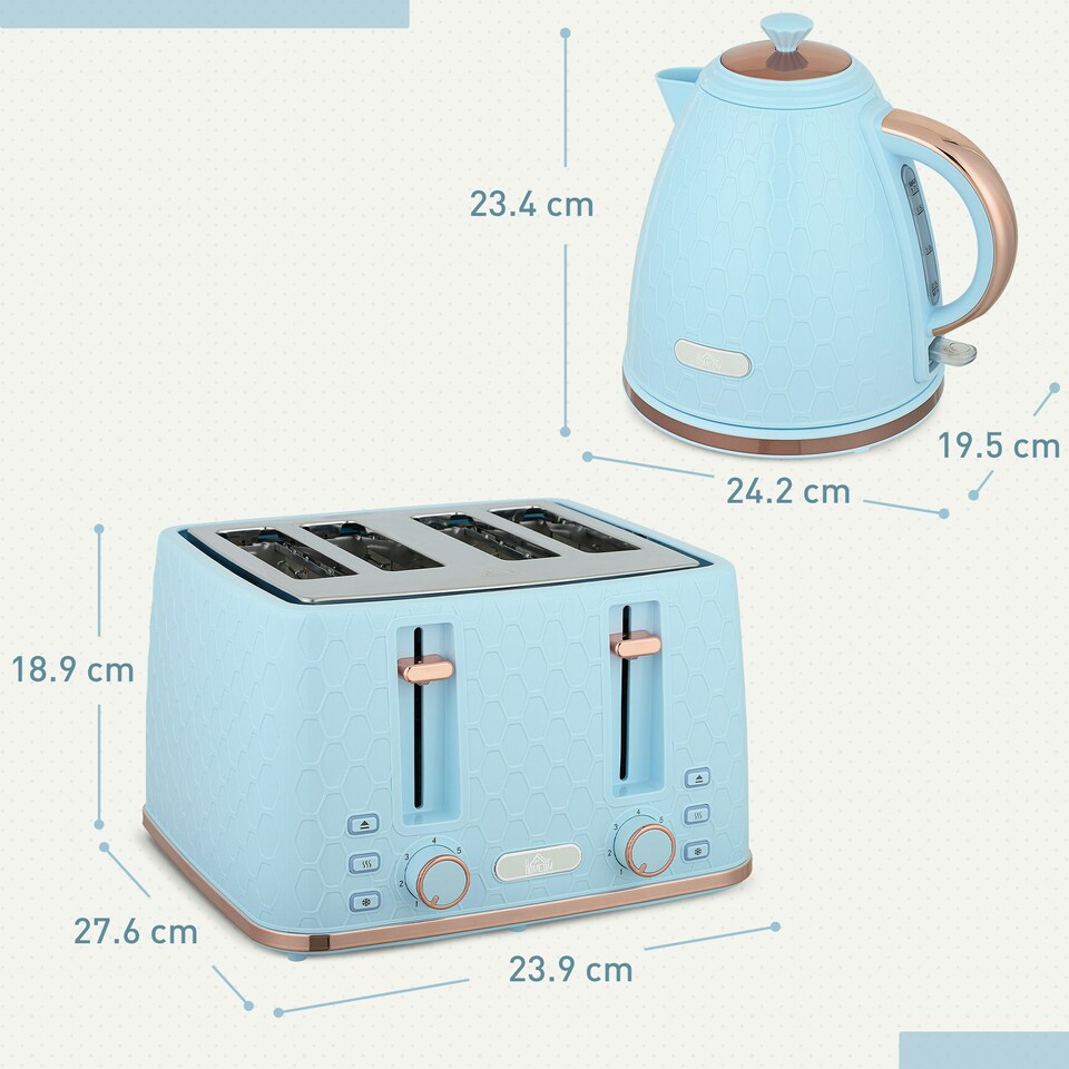 image 1 of HOMCOM 1.7L Kettle and Toaster Set with Defrost Reheat and Crumb Tray,UK Otter thermostat