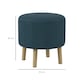 image 3 of HOMCOM Round Storage Stool, Linen Fabric Upholstered Foot Stool with Removable Top, Padded Seat, Hidden Space and Wooden Legs for Living Room, Blue