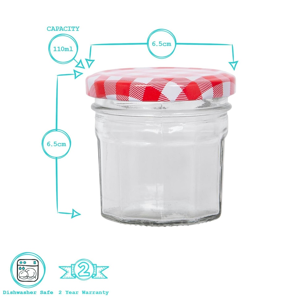 image 1 of Argon Tableware Glass Jam Jars with Lids - 90ml - Pack of 6