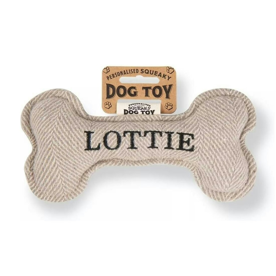 image 1 of History & Heraldry Pre-Personalised Squeaky Bone Dog Toy - Lottie
