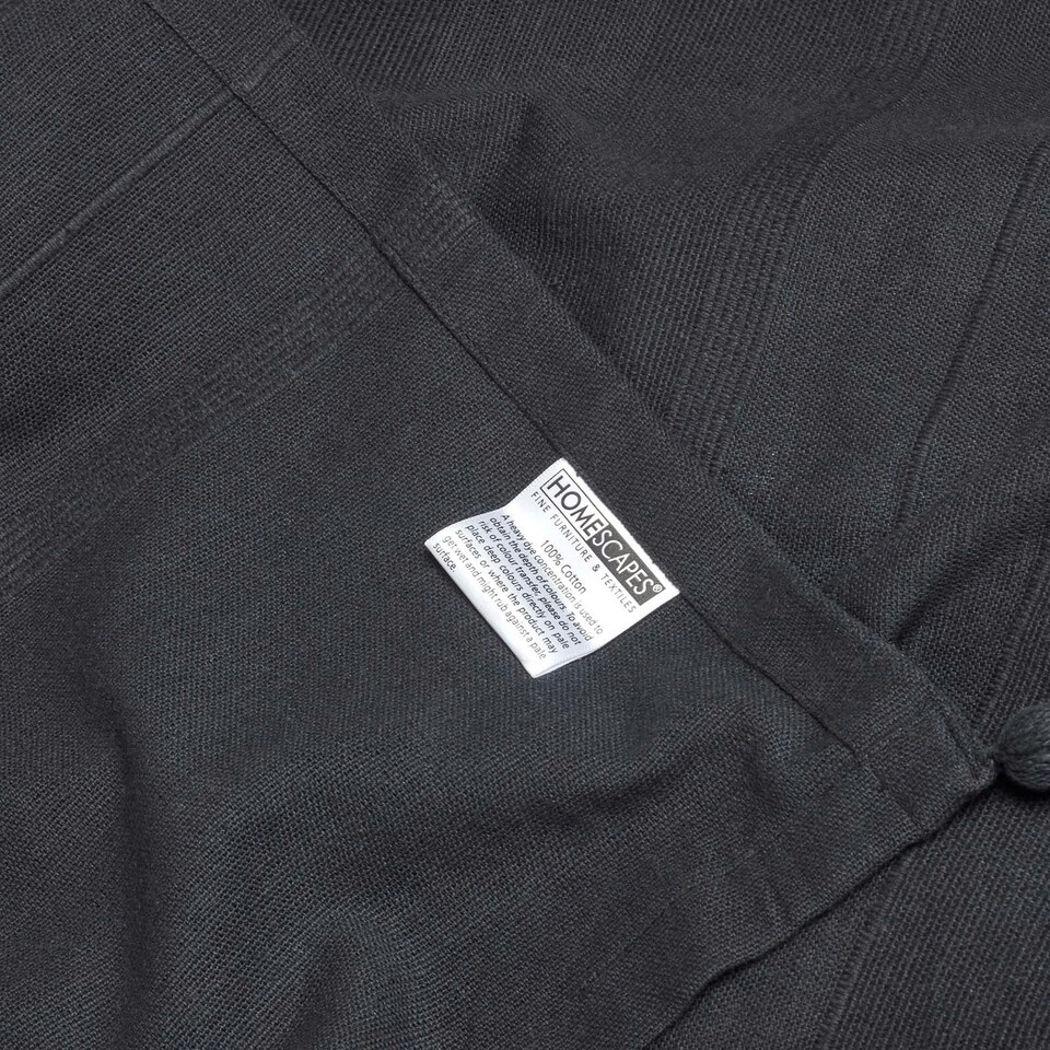 image 1 of Homescapes Cotton Rajput Ribbed Black Throw - 150 x 200 cm Black