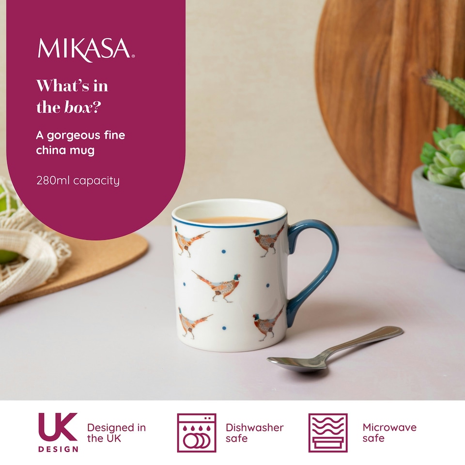 image 1 of Mikasa Pheasant Straight-Sided Porcelain Mug, 280ml | Multi
