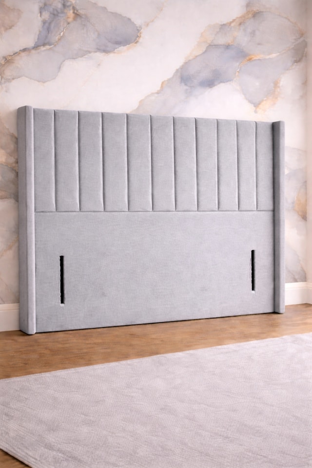 image 1 of Silver Plush Panel Wing 54inch Floorstanding 4FT6 Headboard