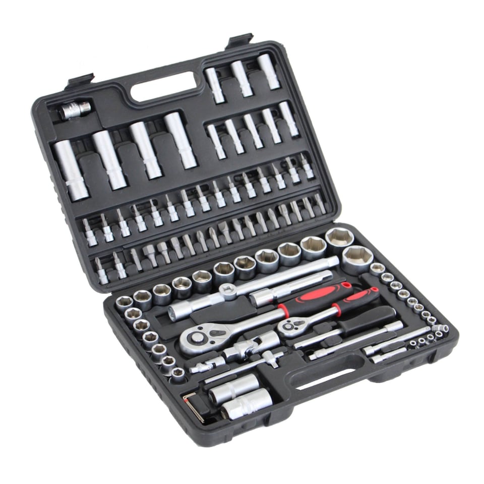 image 1 of 94pc Socket Ratchet Screwdriver Bit Set with Case