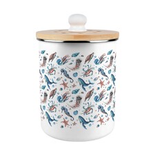 Sea Art Food Waste Caddy - Metal 2L Decorative Kitchen Compost Bin