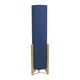 image 3 of ValueLights Henry Wooden Base Midi Floor Lamp with Tall Navy Fabric Shade with LED Bulb Blue