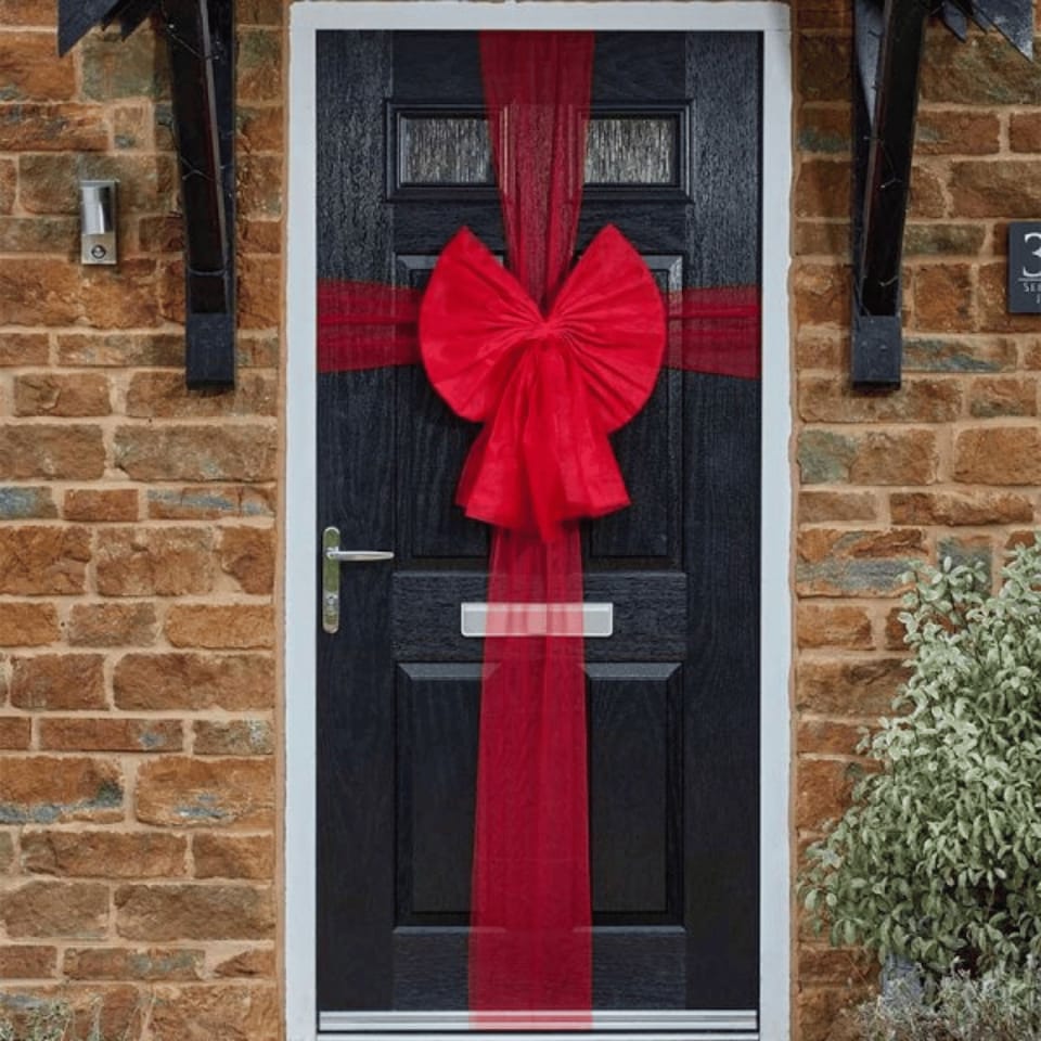 image 1 of 49 x 52cm Large Red Christmas Front Door Bow Decoration