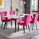 image 3 of Groundlevel Set of 2 Studded Luxurious Velvet Dining Chairs with Ring Knocker | Pink | Pink
