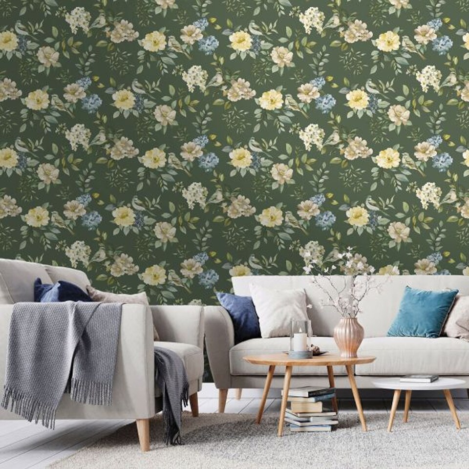 image 1 of Holden Decor Garden Bird Wallpaper | Green | Green | 1