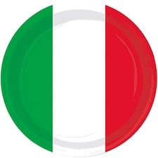 Red White and Green Themed Round Paper Plates 23cm - Pack of 8