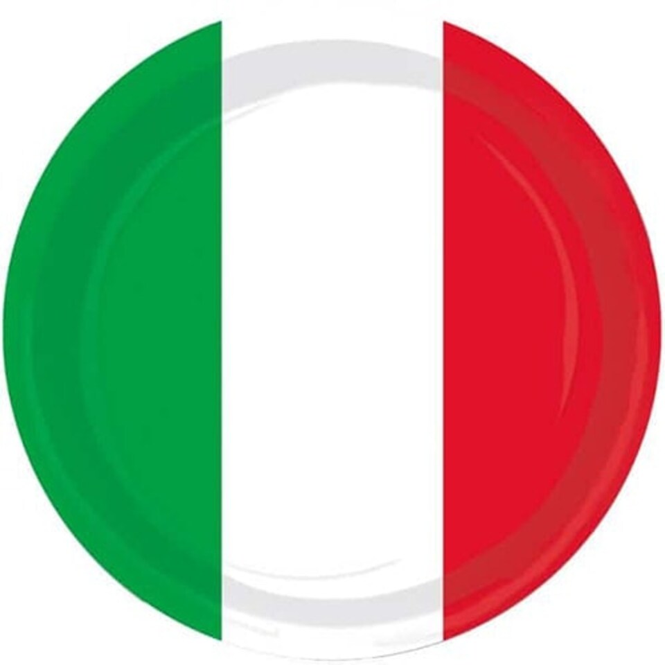 Red White and Green Themed Round Paper Plates 23cm - Pack of 8