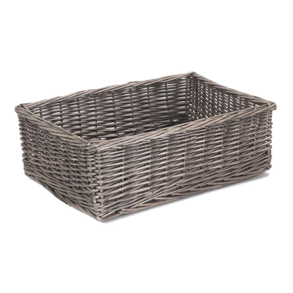 image 1 of Extra Large Antique Wash Finish Wicker Tray | Brown | Brown | Extra Large