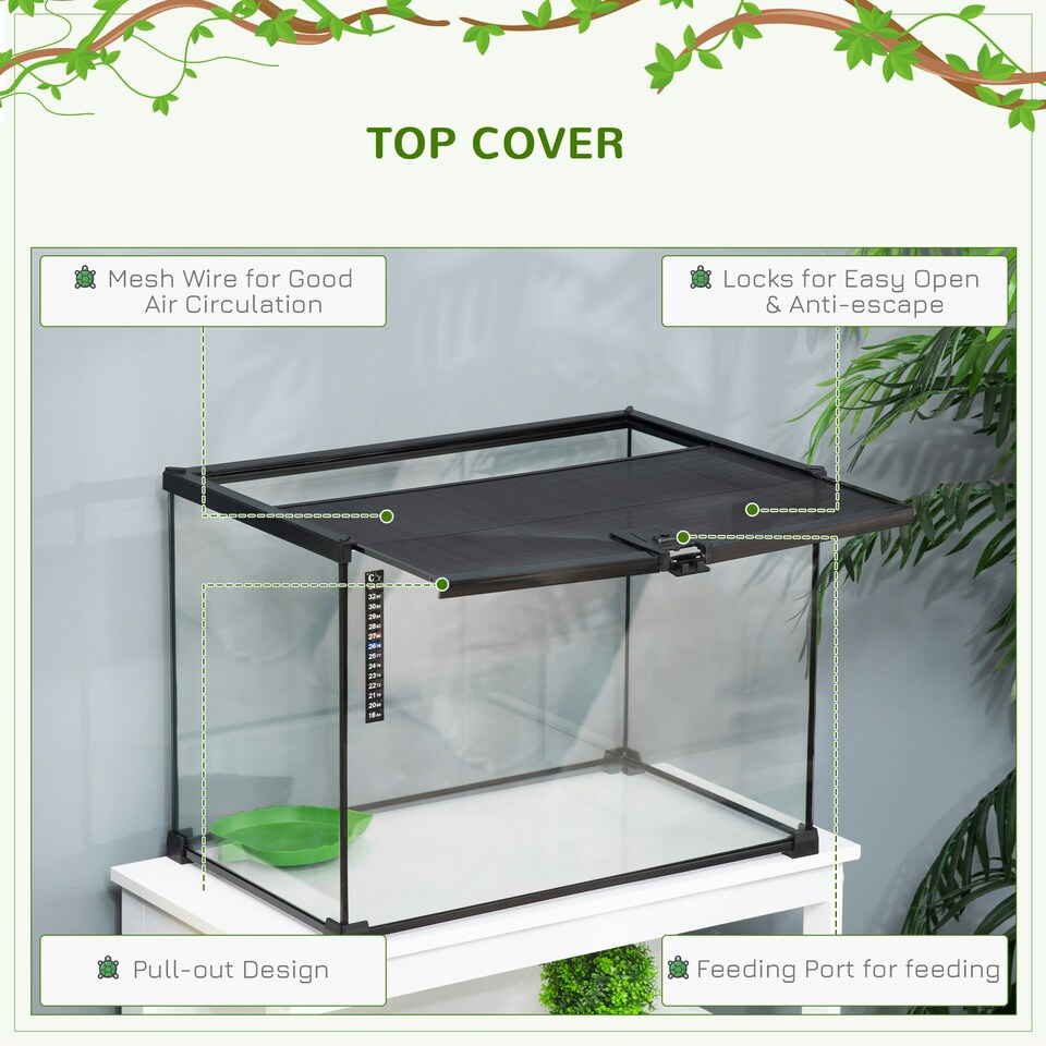 image 1 of PawHut Glass Reptile Terrarium Habitats for Lizards, Frogs, Snake 50 x 30 x 35cm