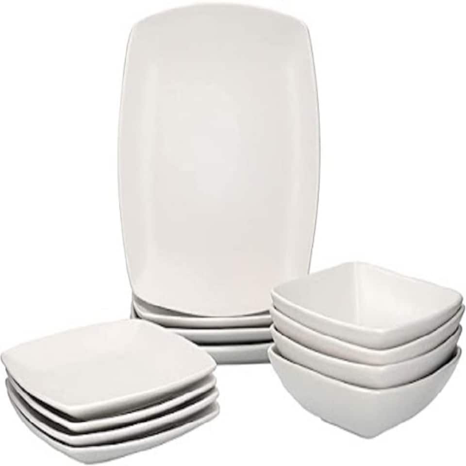 image 1 of Creative Tops Raven White 12 Piece Dinner Set, Square, Ceramic, Service for 4