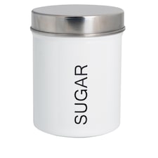 Harbour Housewares Round Metal Kitchen Sugar Canister - White