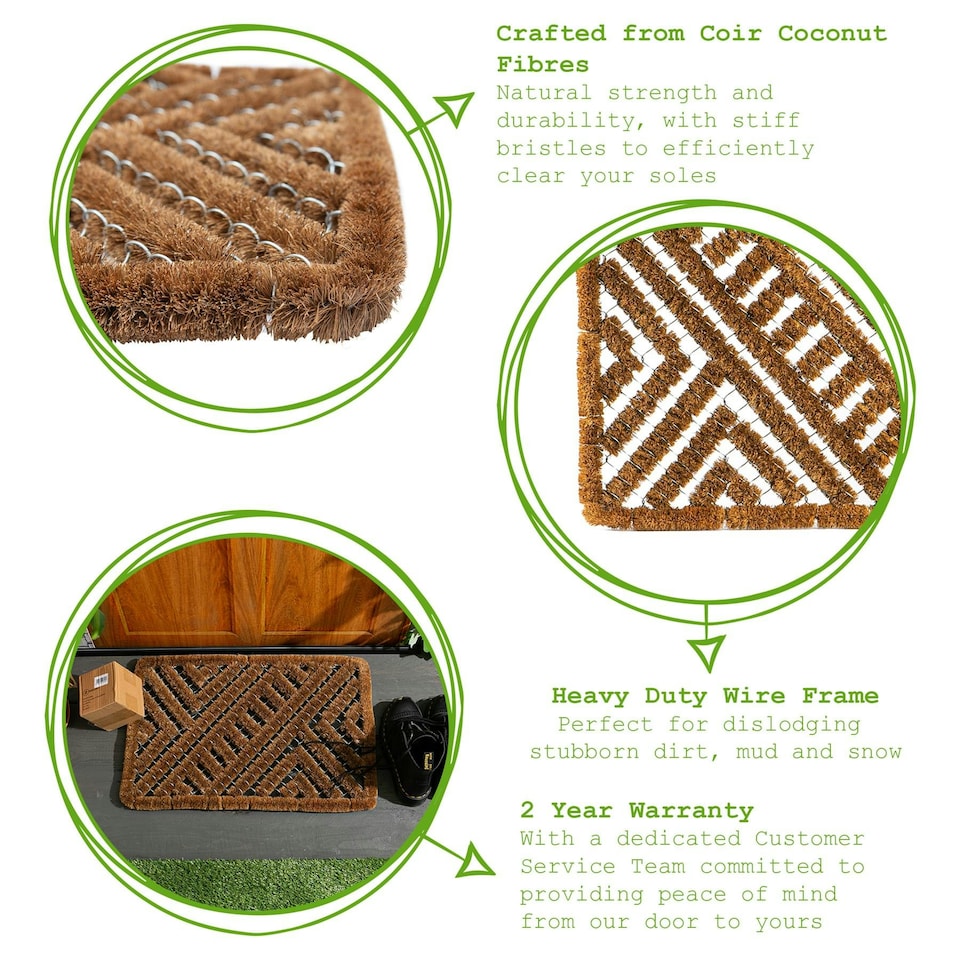 image 1 of Nicola Spring Coir Scraper Door Mat - 60 x 40cm - Natural