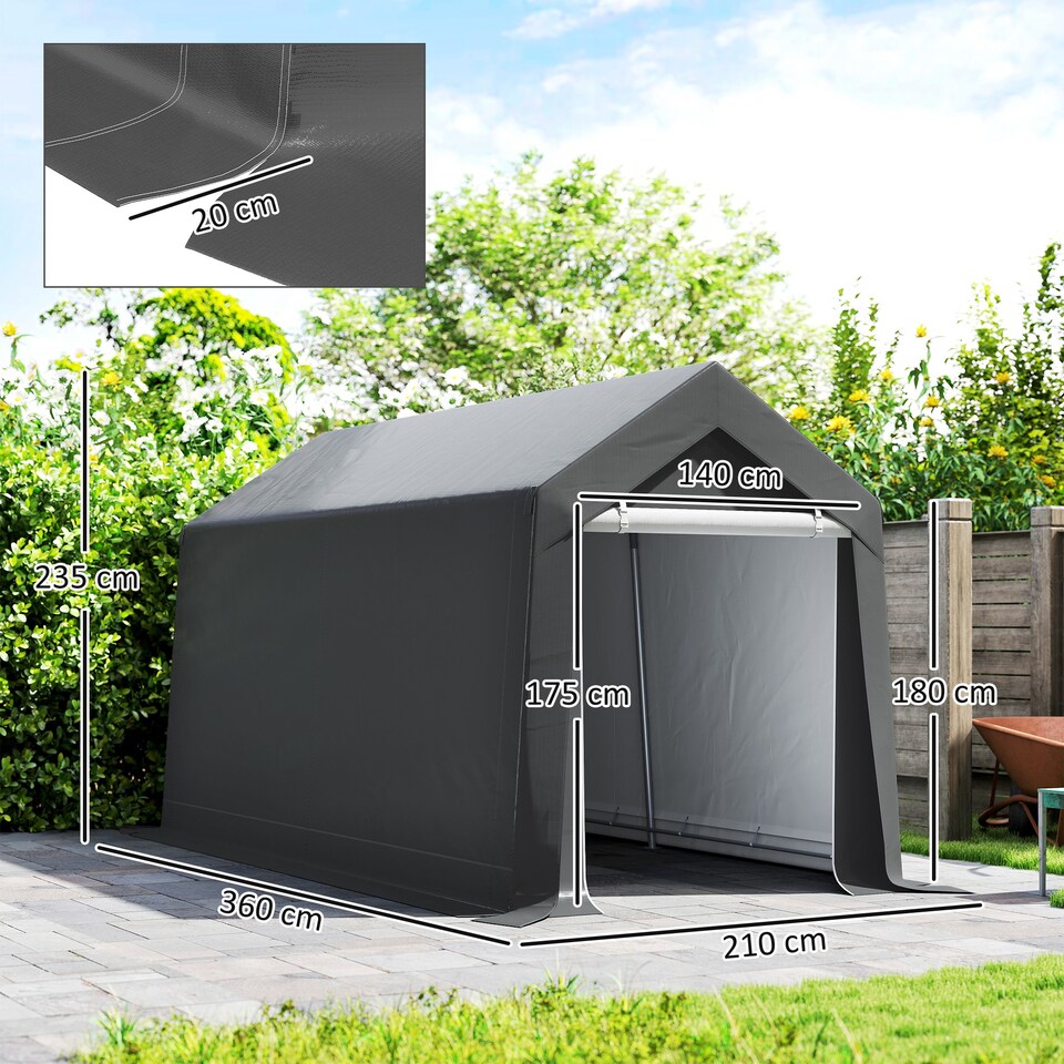 image 1 of Outsunny 2.1 x 3.6(m) Portable Shed, Waterproof and Heavy Duty Dark Grey