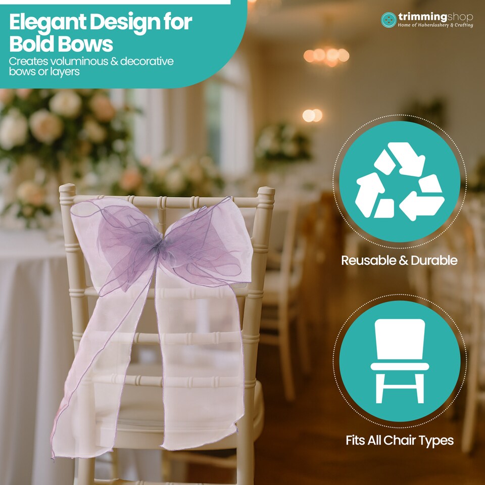 image 1 of 17 x 280cm Organza Chair Sashes, Sheer Sash Ties - 1pc