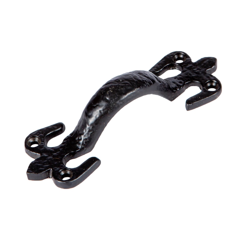image 1 of Hammer & Tongs Rustic Fleur De Lis Door Handle - H105mm - Black | Black | Black