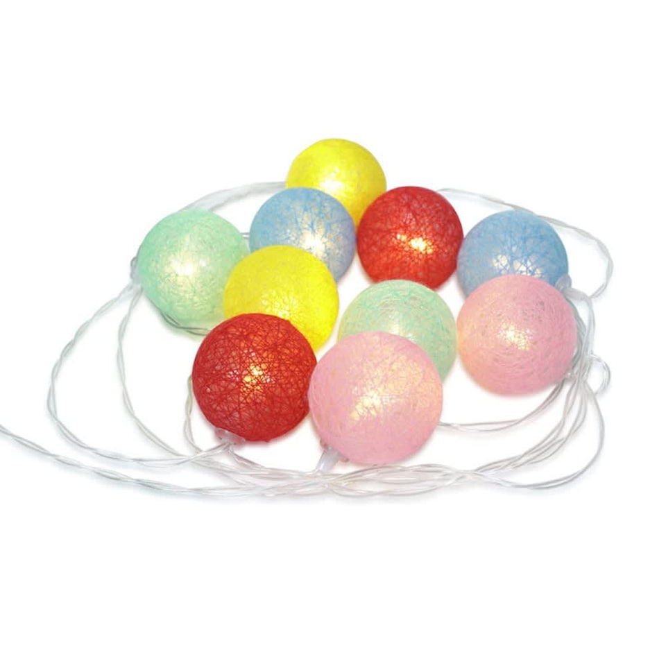 image 1 of ValueLights Set of 10 Kids Battery Powered Fairy String Lights with Cotton Balls