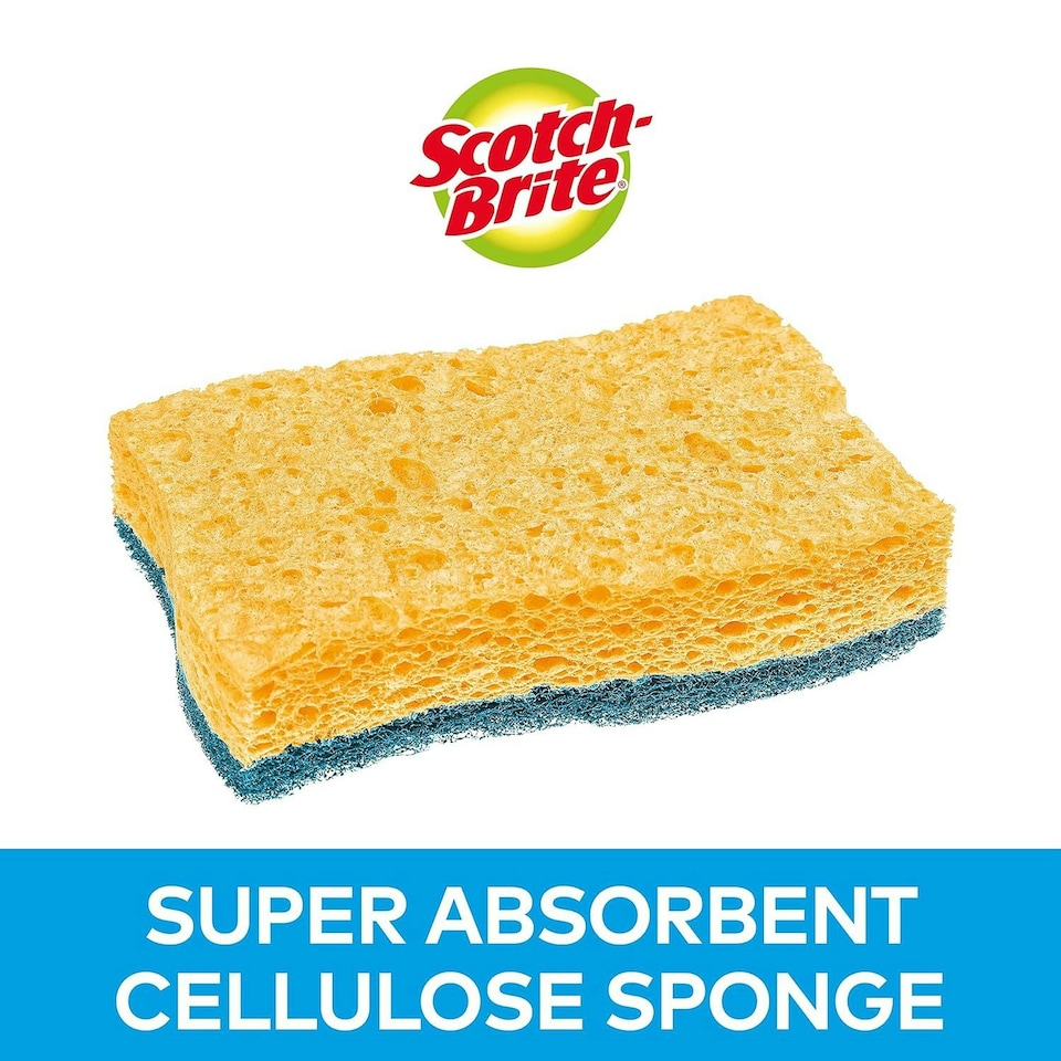 image 1 of Scotch-Brite Delicate Non-Sctratch Cellulose Scrub Sponge Pack of 10 Pieces Yellow