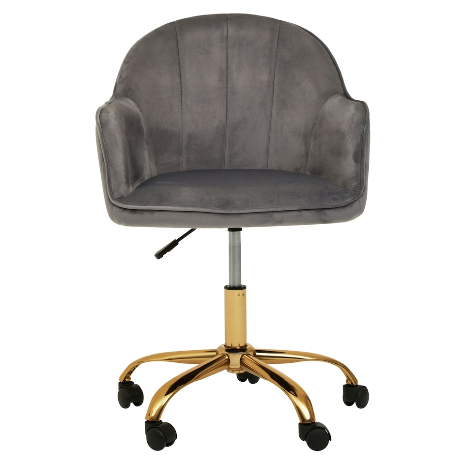 image 1 of Interiors by Premier Brent Grey Velvet And Gold Base Home Office Chair