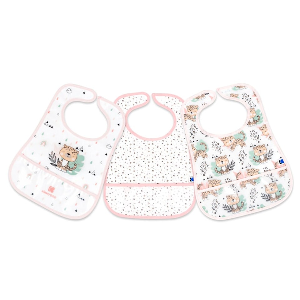 image 1 of Kikka Boo Eva Terry Bib With Catcher Savanna Pink 3Pk