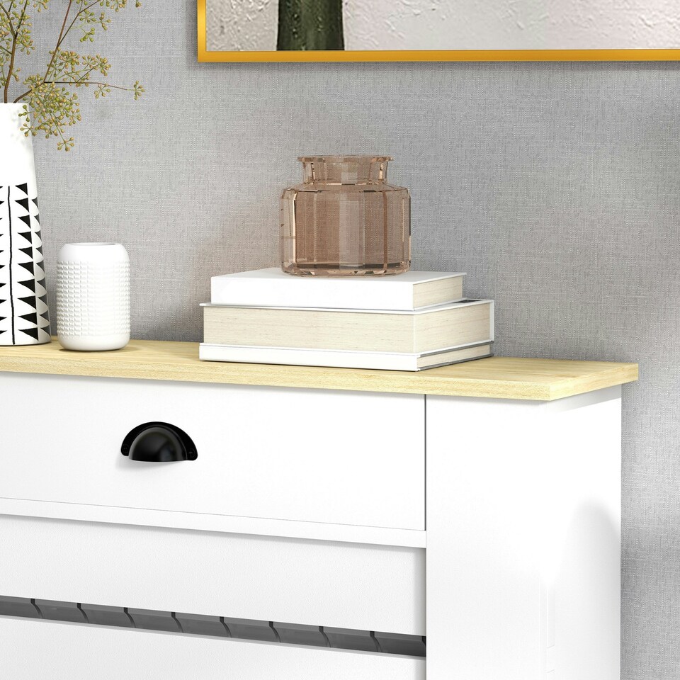 image 1 of HOMCOM Radiator Cover with Drawer, Horizontal Slat, 78cm, White