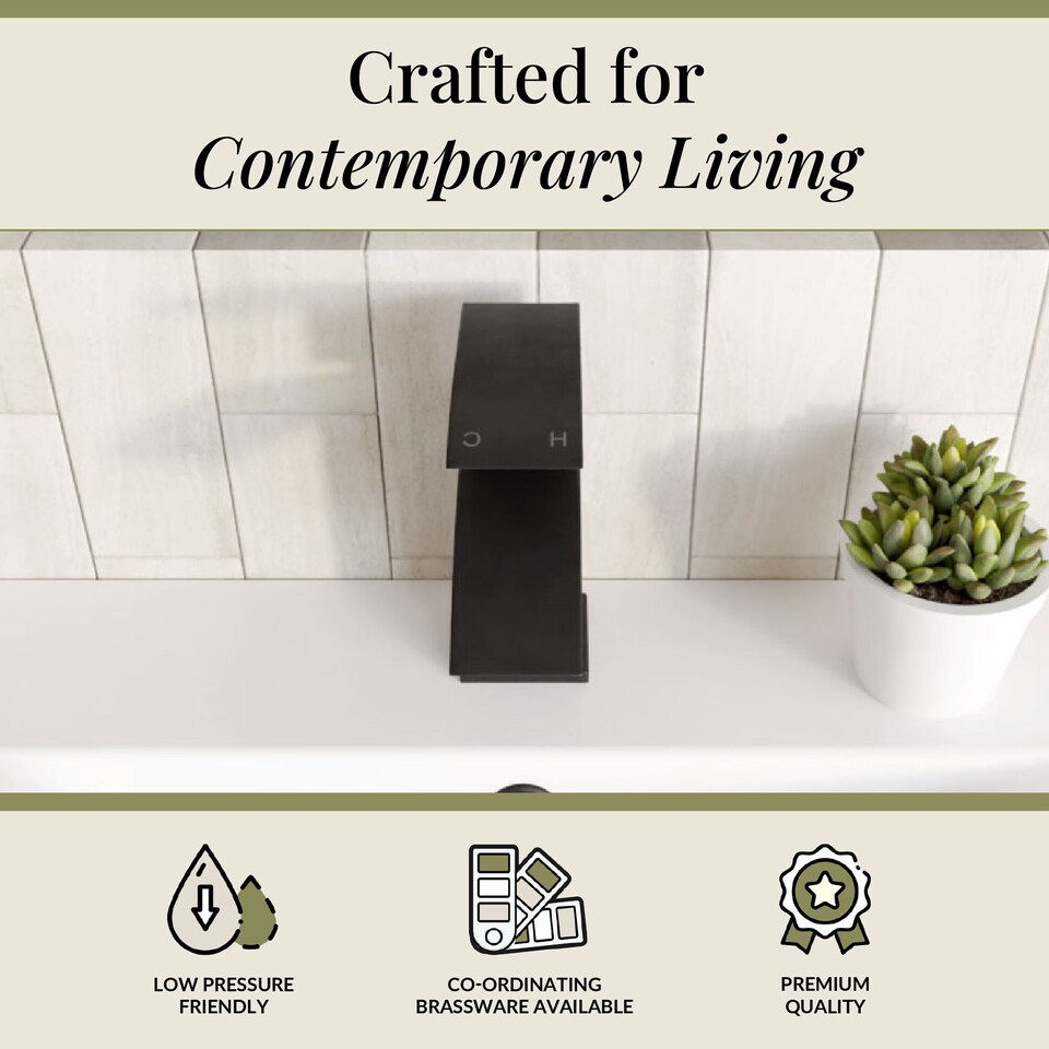 image 1 of Balterley Contemporary Mono Basin Bathroom Mixer Tap with Push Button Waste