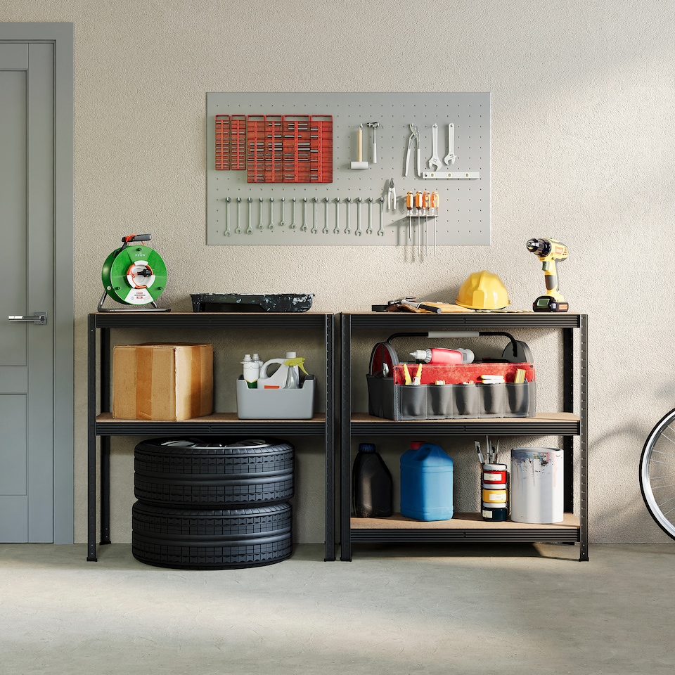 image 1 of Home Vida 5 Tier Heavy Duty Garage Shelves Adjustable Steel Shelving Storage Units - Holds Upto 875kg - Black - 1 Bay