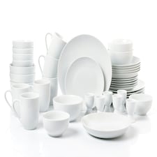 42pc White Porcelain Round Dinner Set