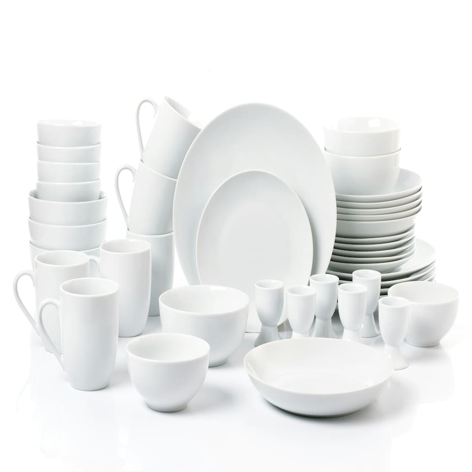image 1 of 42pc White Porcelain Round Dinner Set
